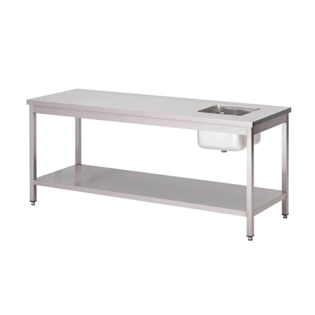 Mesa del Chef de acero inoxidable con estante inferior - L 1600 x P 700mm - Gastro M - Fourniresto