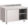 Mueble de acero inoxidable con puertas correderas y salpicadero - L 1000 x P 700mm - Gastro M