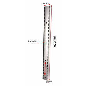 Cremallera de acero inoxidable para estantes de pared - L 600mm - Gastro M