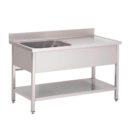 Plonge Inox 1 Bac Izquierda con Estante Bajo 1400x700 mm Gastro M