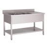 Stainless Steel Sink With Lower Shelf 2 Basins Left-L 1600 x D 700 mm - Gastro M