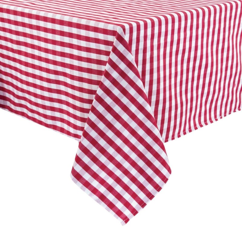 Mantel cuadrado a cuadros rojos en poliéster 1780 x 1780mm - Mitre Essentials - Fourniresto Mantel cuadrado a cuadros rojos en poliéster 1780 x 1780mm - Mitre Essentials - Fourniresto