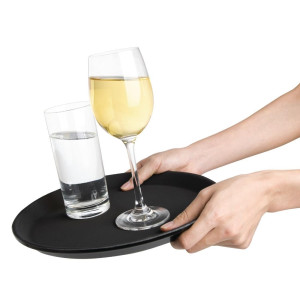 Non-slip round black fiberglass tray 280mm - Olympia KRISTALLON - Fourniresto