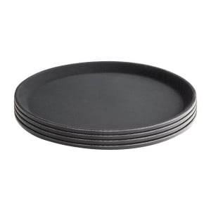 Plato antideslizante redondo de fibra de vidrio negro de 356 mm - Olympia KRISTALLON - Fourniresto