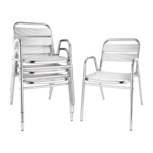 Stackable Aluminum Chairs - Set of 4 - Bolero - Fourniresto