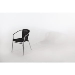 Sillón de ratán apilables Negro y Aluminio - Lote de 4 - Bolero - Fourniresto