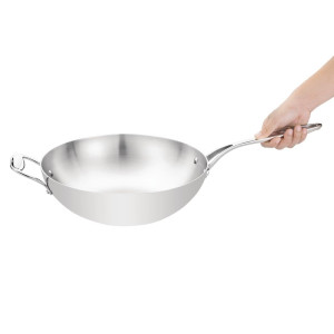 Triple Layer Flat Bottom Wok - Vogue - Fourniresto