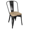 Silla de Acero Negro con Asiento de Madera - Juego de 4 - Bolero