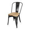 Silla de Acero Negro con Asiento de Madera - Juego de 4 - Bolero