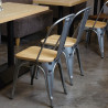 Sillas de Acero con Asiento de Madera - Lote de 4 - Bolero