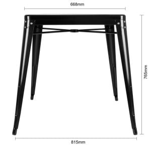 Table Bistro Carrée en Acier Noire – L 668 x P 668 mm - Bolero