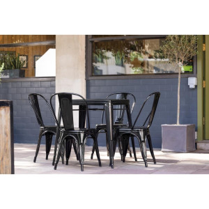 Mesa Bistró Cuadrada de Acero Negro - L 668 x P 668 mm - Bolero