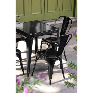 Square Black Steel Bistro Table - W 668 x D 668 mm - Bolero