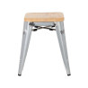 Low Steel Bistro Stools with Wooden Seat - Set of 4 - Bolero