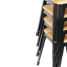 Taburetes Bistro Bajos de Acero Negro con Asiento de Madera - Lote de 4 - Bolero