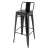 High Black Steel Stools with Backrest - Set of 4 | Bolero