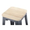 Taburete Bistro Alto de Acero Gris con Asiento de Madera - Lote de 4 - Bolero