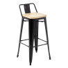 Taburetes Altos con Respaldo y Asiento de Madera – Negros - Lote de 4 - Bolero