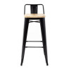 Taburetes Altos con Respaldo y Asiento de Madera – Negros - Lote de 4 - Bolero