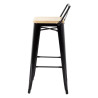 Taburetes Altos con Respaldo y Asiento de Madera – Negros - Lote de 4 - Bolero