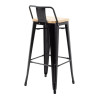 Taburetes Altos con Respaldo y Asiento de Madera – Negros - Lote de 4 - Bolero