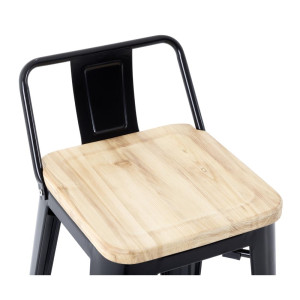 Taburetes Altos con Respaldo y Asiento de Madera – Negros - Lote de 4 - Bolero