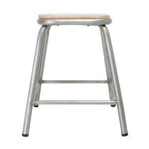 Tabouret Bas en Acier Galvanisé avec Assise en Bois Cantina - Lot de 4 - Bolero