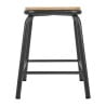 Tabourets Bas avec Assise en Bois - Gris Métal - Lot de 4 - Bolero