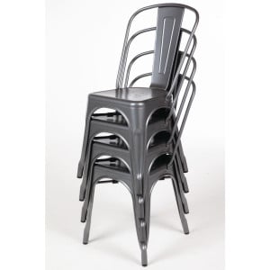 Metallic Grey Steel Chairs - Set of 4 - Bolero