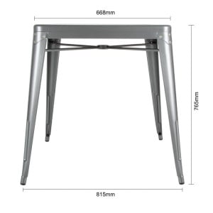 Table Carrée en Acier Gris Métallisé – L 668 x P 668 mm - Bolero