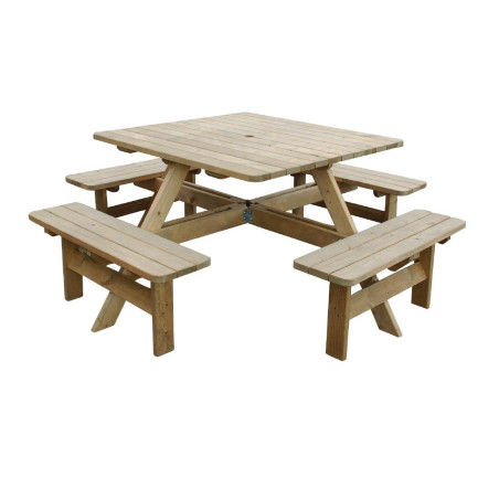 Mesa de picnic de madera cuadrada Rowlinson 1980mm: Confort y resistencia