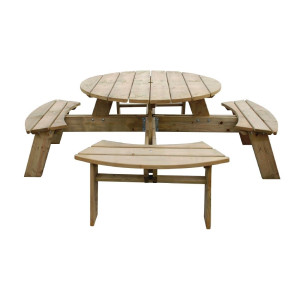 Mesa de Picnic de Madera Redonda 2000mm Rowlinson: Robusta & Elegante