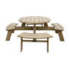 Mesa de picnic redonda de madera de 2000 mm Rowlinson: resistente y elegante