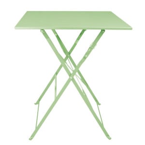 Mesa cuadrada plegable Bolero verde claro 600 mm de acero