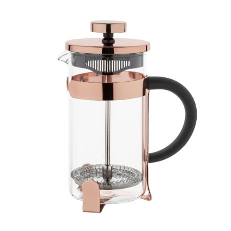 Cafetera de émbolo contemporánea de acero inoxidable y cobre de 3 tazas Olympia