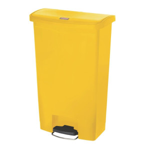 Cubo de basura con pedal frontal grande amarillo 68 L Rubbermaid: Higiene impecable y practicidad profesional