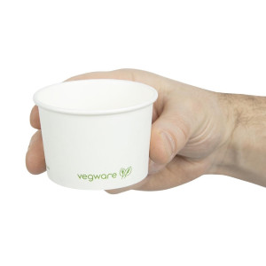 Recipientes para Alimentos Calientes Compostables 110 m - Lote de 1000 Vegware - Prácticos y Respetuosos con el Medio Ambiente