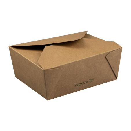 Cajas de alimentos de cartón compostable N°3 1800 ml - Lote de 180 - Vegware - ¡Ecológicas y prácticas!