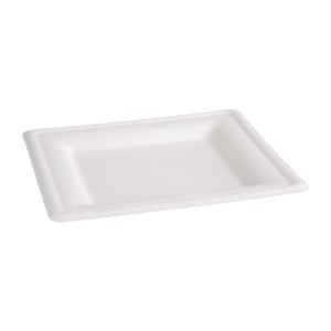 Square compostable bagasse plates 261 mm - Pack of 50 - Eco-friendly and practical