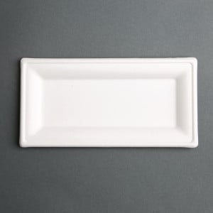 Platos Rectangulares Compostables de Bagazo 258mm