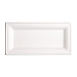 Assiettes Rectangulaires Compostables Bagasse 258mm