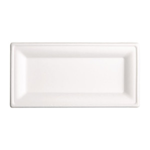 Platos Rectangulares Compostables de Bagazo 258mm