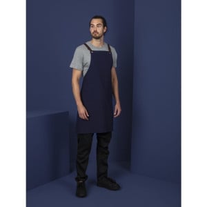 Tablier Bavette coton bleu marine pour pros cuisine - Qualité et style assurés