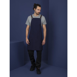 Navy blue cotton bib apron for kitchen professionals - Quality and style guaranteed