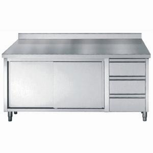 Mueble Inox Bajo con Respaldo GN 1/1 - 2 Puertas y 3 Cajones - L 1800 x P 700 mm - CombiSteel