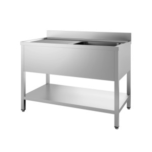 Plonge 1 Bac y Escurridor a la Izquierda con Respaldo y Estante - L 2400 x P 700 mm - CombiSteel