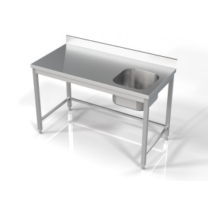 Plonge 1 Bac a la Derecha con Respaldo - L 1400 x P 700 mm - CombiSteel