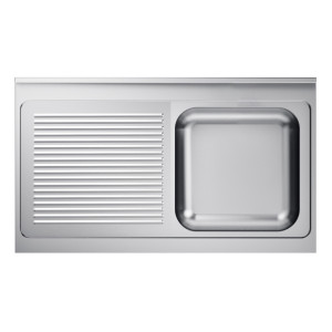 Évier 1 Bac et Egouttoir à Gauche avec Dosseret - L 1200 x P 600 mm - CombiSteel