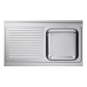 Évier 1 Fregadero y Escurridor a la Izquierda con Respaldo - L 1200 x P 600 mm - CombiSteel