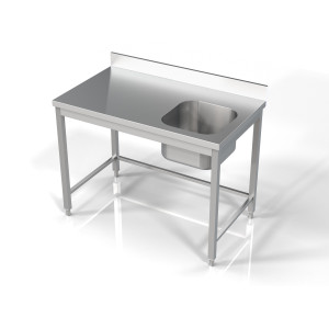 Plonge 1 Bac a la Derecha con Respaldo - L 1200 x P 700 mm - CombiSteel